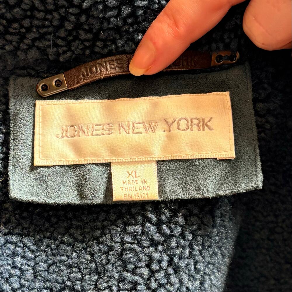 Vintage Jones New York Blue Faux Shearling Coat - Size XL - Picture 8 of 9